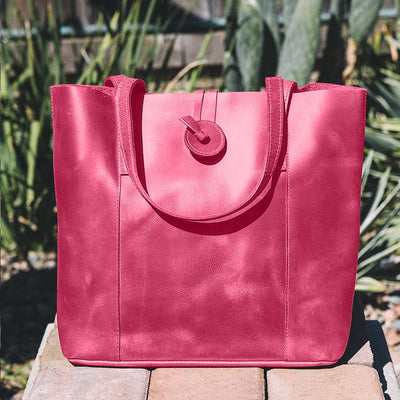 Pink Savannah Handcrafted Leather Tote