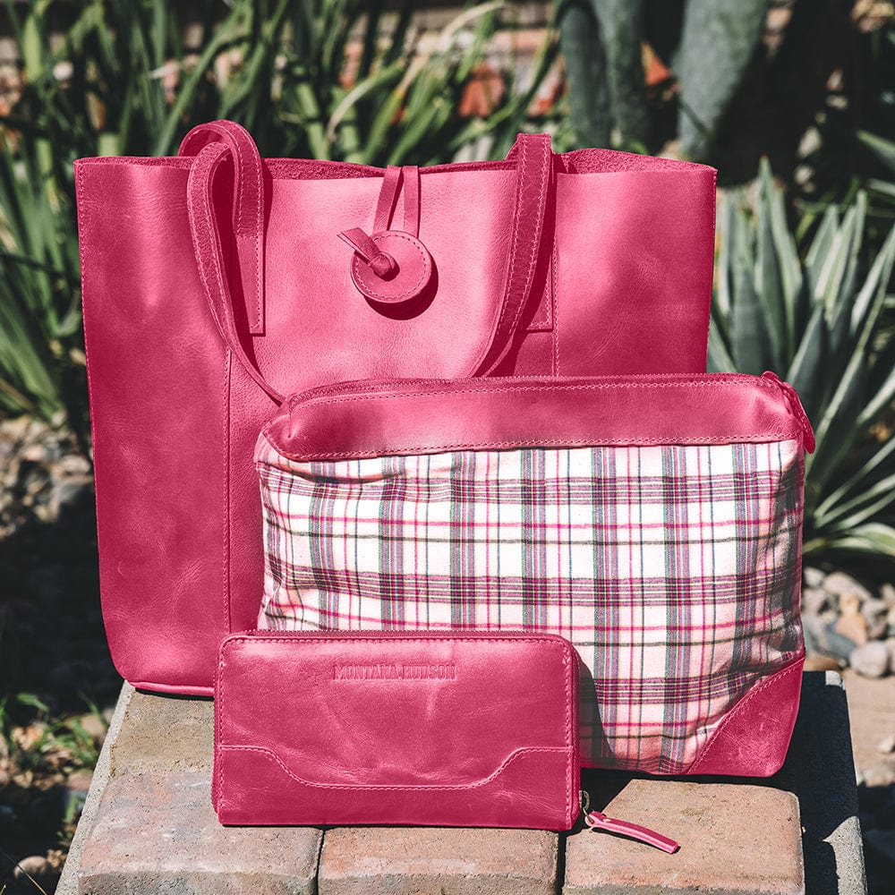 Pink Savannah Handcrafted Leather Tote