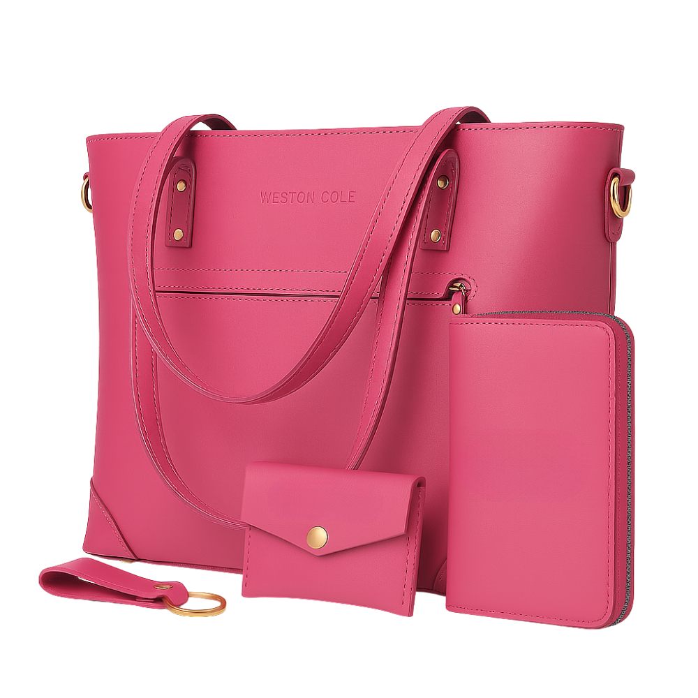 Pink Eva Leather Zip Tote Super Bundle