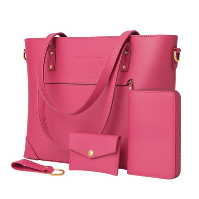 Pink Eva Leather Zip Tote Super Bundle