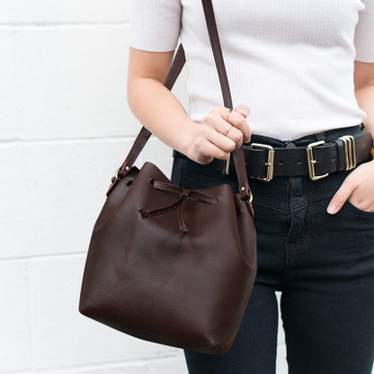 Bella Leather String Bucket Bag