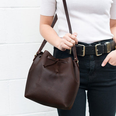 Bella Leather String Bucket Bag