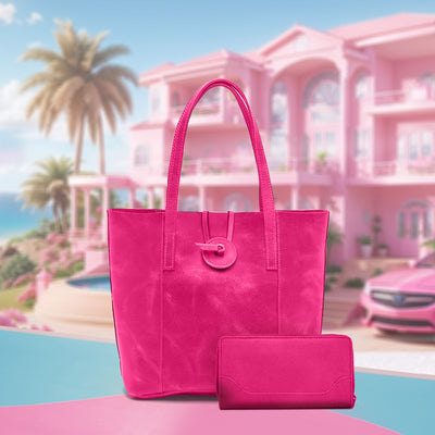 Pink Savannah Handcrafted Leather Tote