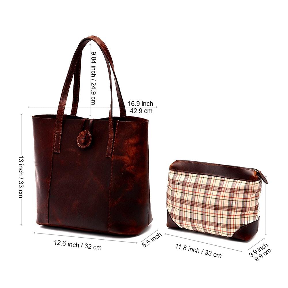 Savannah Leather Tote + FREE Matching Wallet & Vanity Bag – Weston
