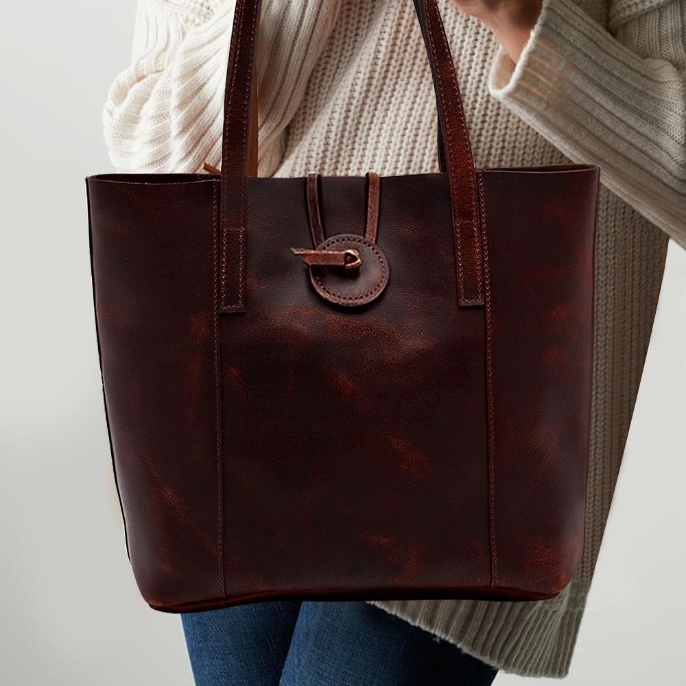 Pink Savannah Handcrafted Leather Tote