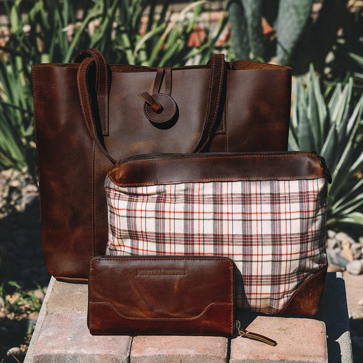 Savannah Leather Tote + FREE Matching Wallet & Vanity Bag – Weston